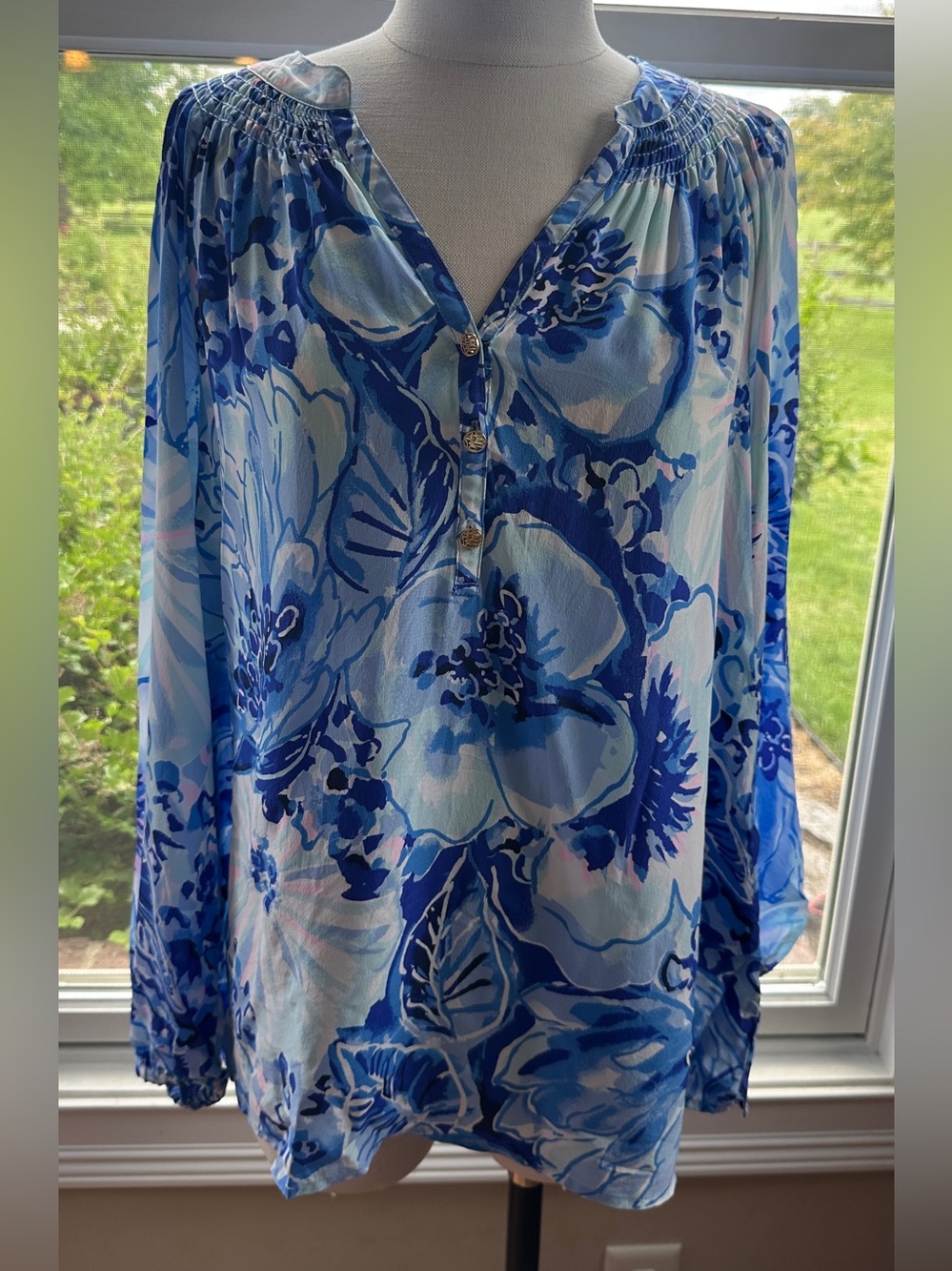 Lilly‎ Pulitzer 100% Silk Elsa, Coastal Blue Navy, Catch and Keep